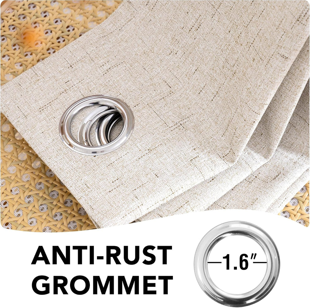 H.VERSAILTEX 100% Blackout Linen Curtains 84" L Natural Grommet