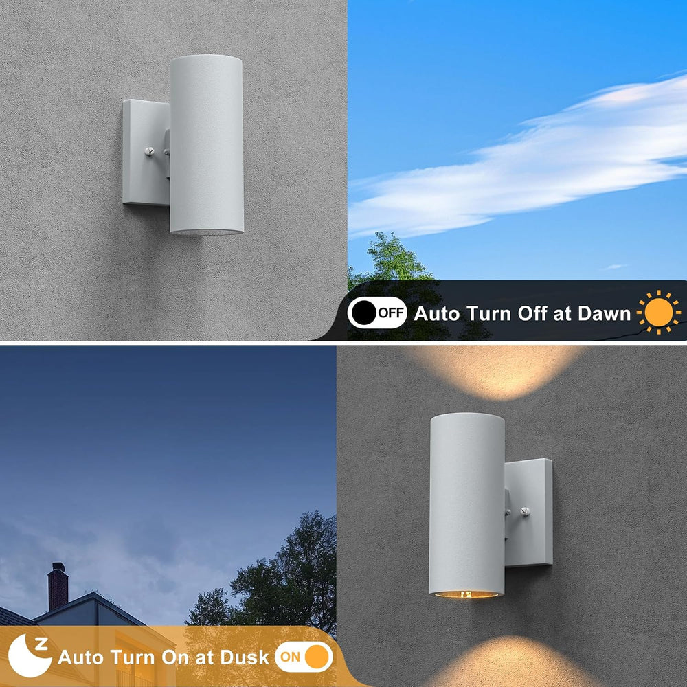 Dusk to Dawn Aluminum Cylinder Up Down Lights, 2-Pack, 7in