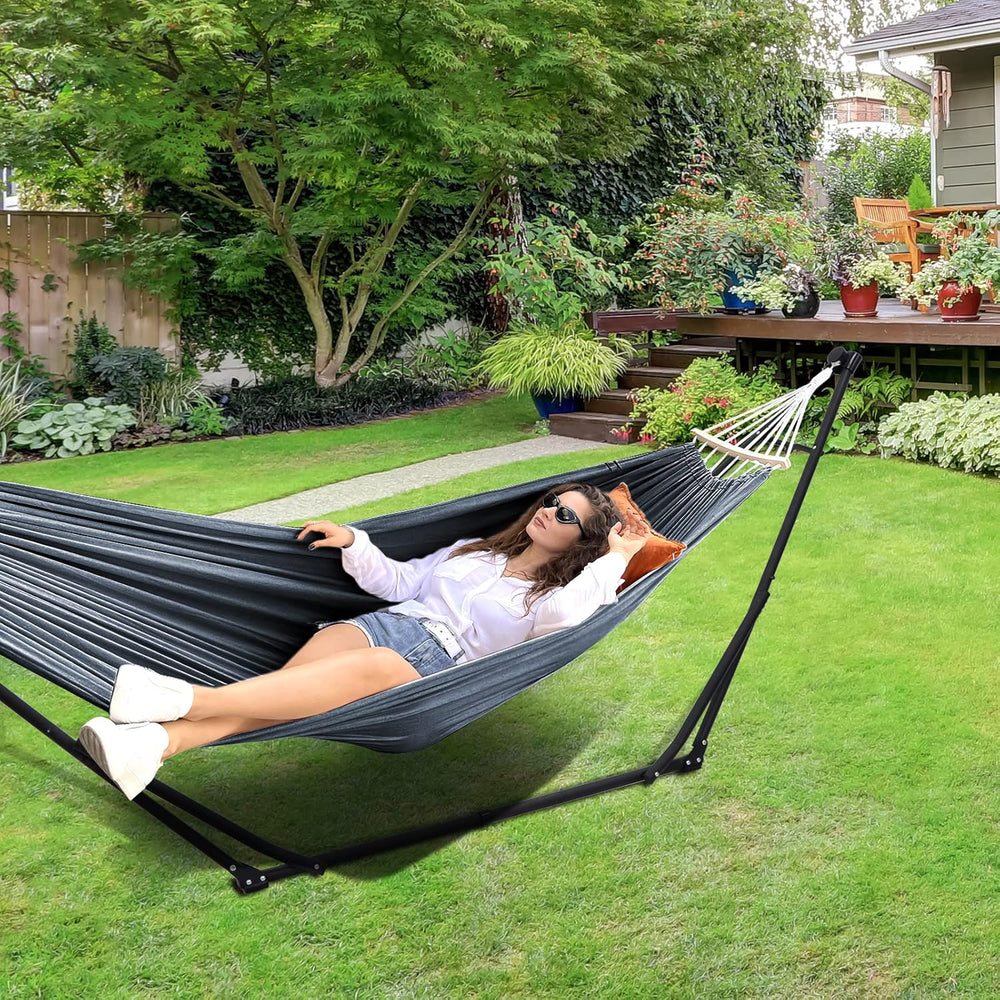 ANYOO 2-in-1 Hammock & Chair Stand with Collapsible Steel Frame & Car...