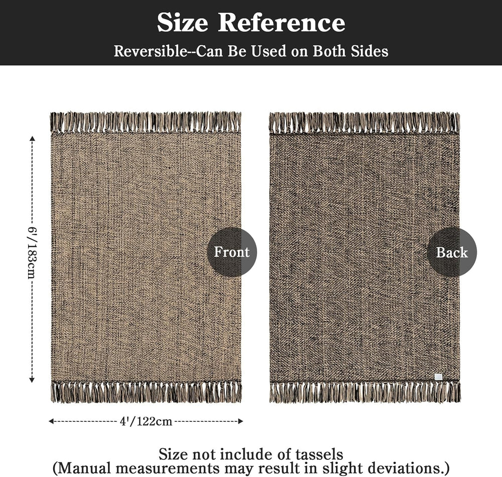Collive 4' x 6' Bedroom Area Rug, Modern Farmhouse Indoor Outdoor Rugs
