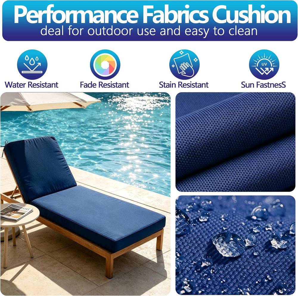 Chaise Lounge Cushions Outdoor 72x21x3.5 Inch, Waterproof and Fade Resistant ...