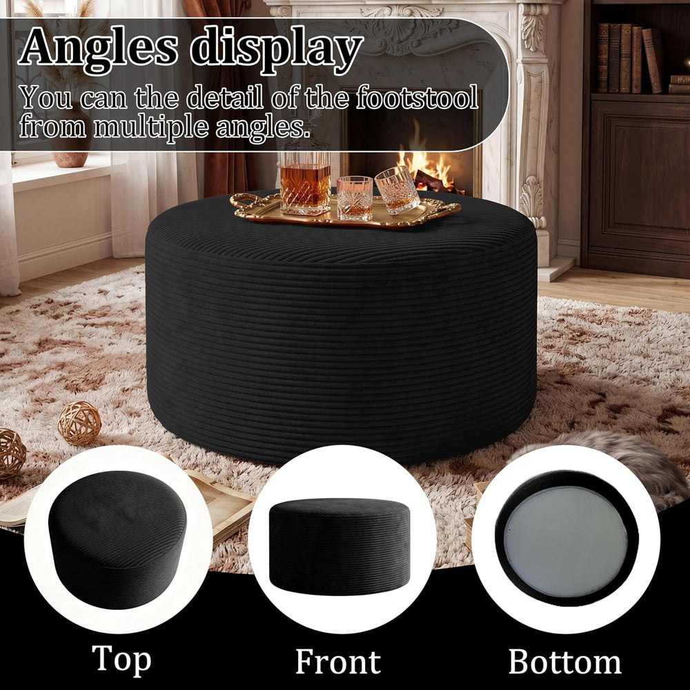 BSHOMGI Round Coffee Table Ottoman for Corduroy Cloud Sectional Couches in a ...