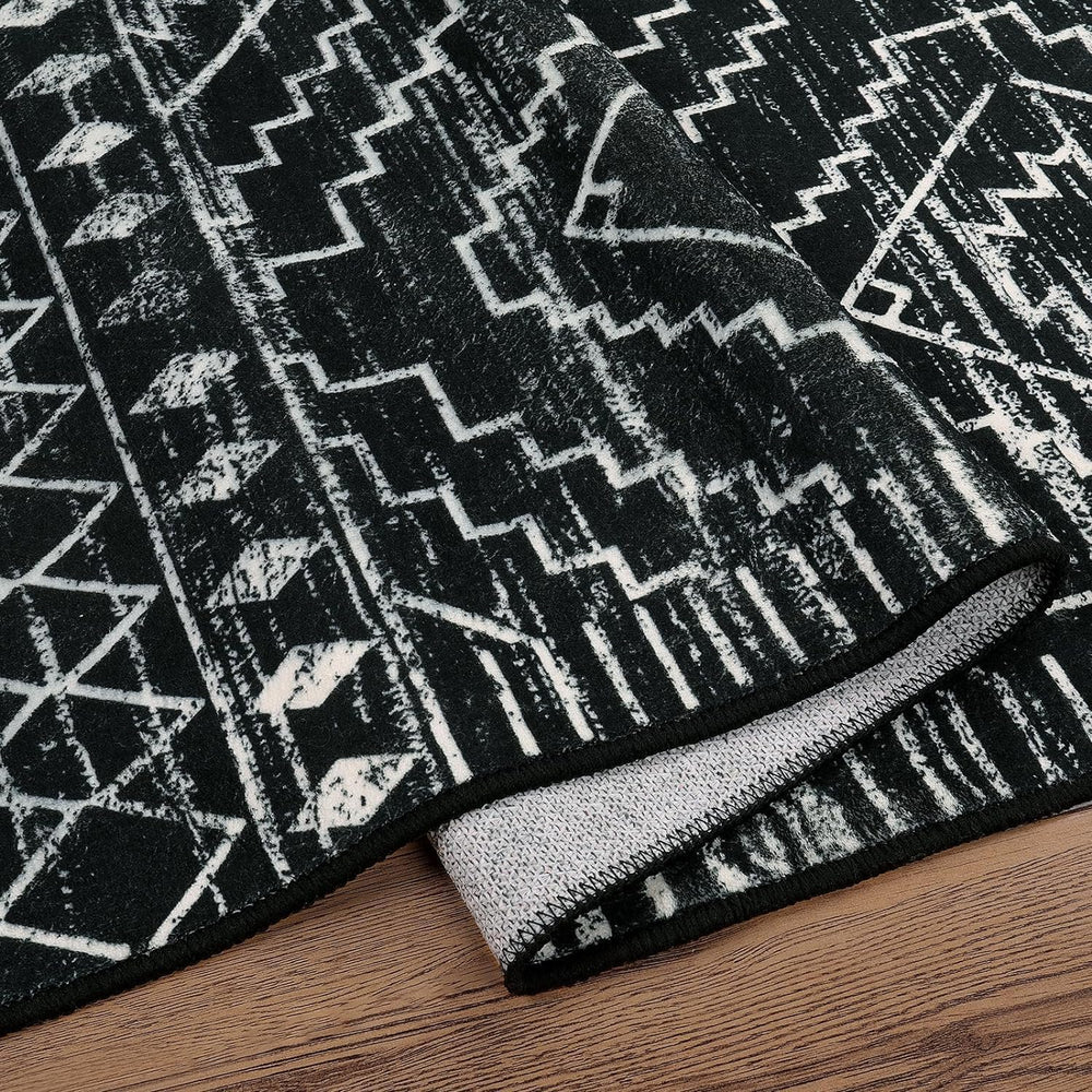 Wonnitar Moroccan Washable Area Rug 5x7, Black Large Rug for Living Room, Non...
