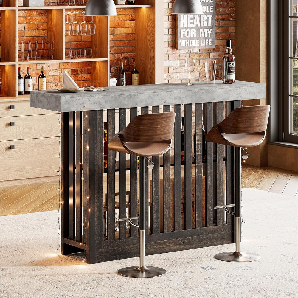 GarveeHome 63" Long Bar Table - Counter Bar Height Pub Table with 2 Tier...