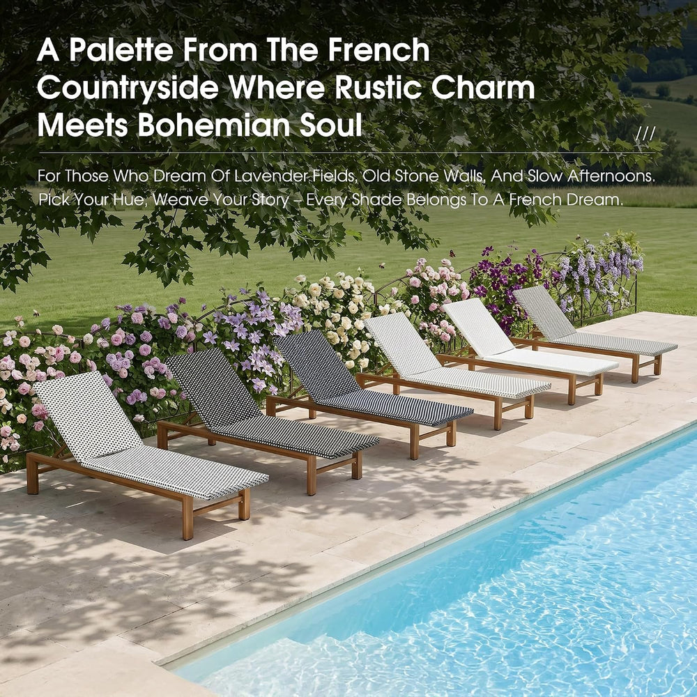 PURPLE LEAF Oversized Outdoor Lounge Chair French Set of 2, White Navy