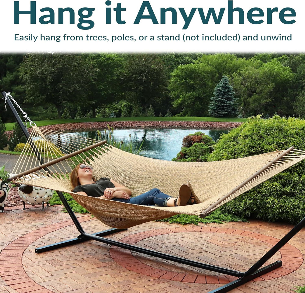 Sunnydaze 75" x 55" Bed, Heavy-Duty Double Rope Hammock for Outside...