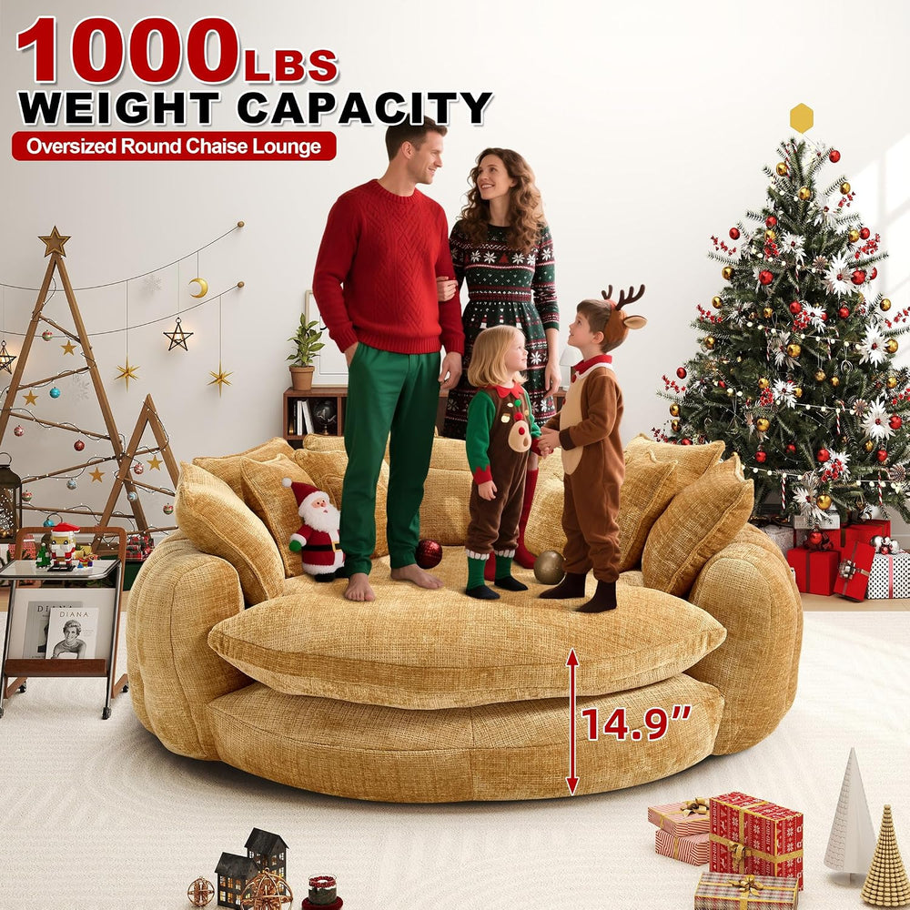 81.1" Oversized Round Chaise Lounge, Extra-Thick 14.9" Seat Wrap-Ar...