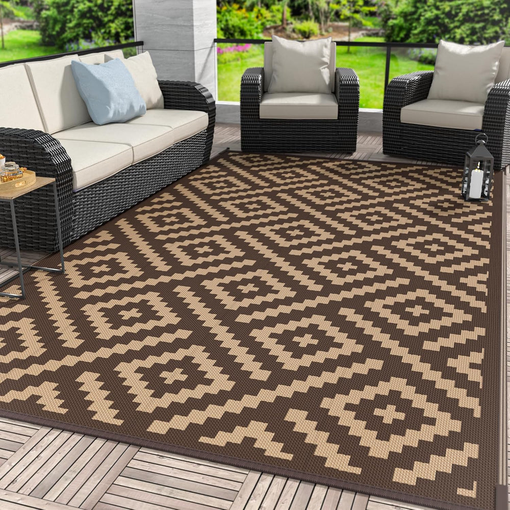 GENIMO Outdoor Rug for Patio Clearance, 6'x9' Reversible Plastic Stra...