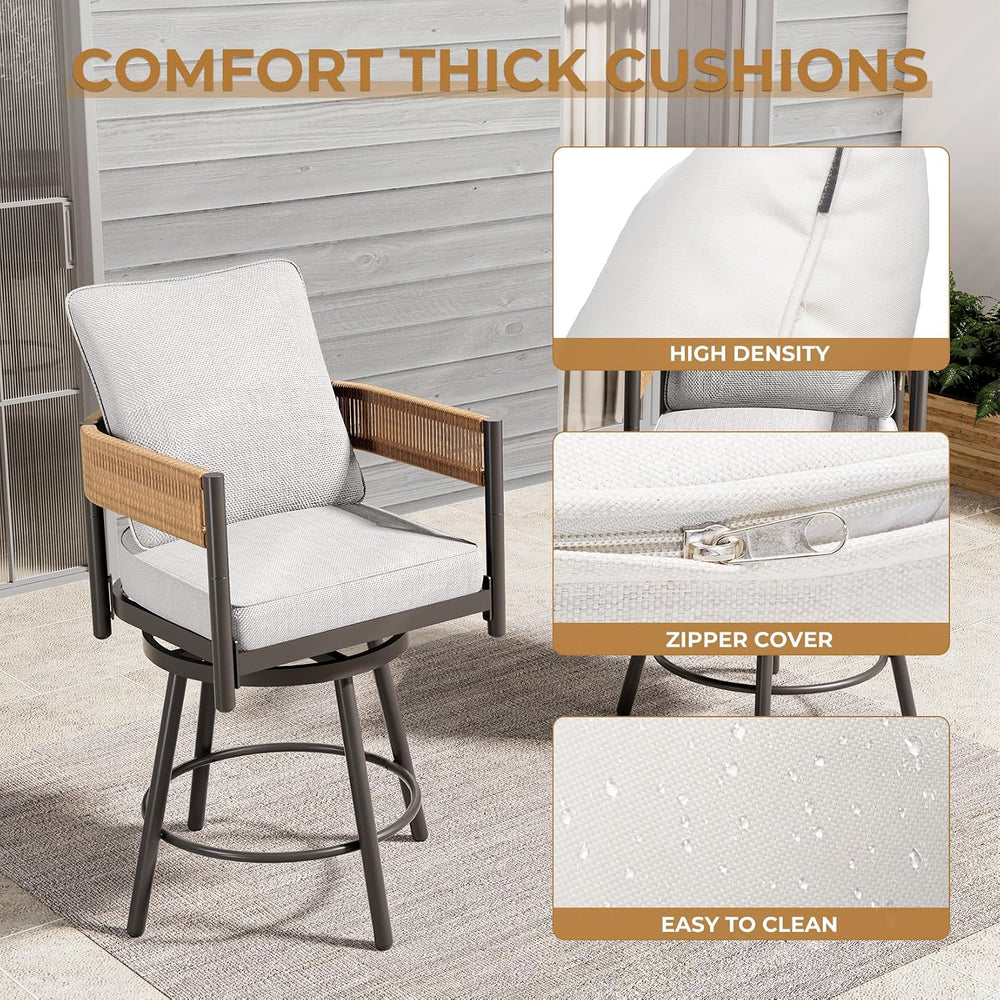 Grand patio Outdoor Swivel Bar Stools Set of 6, 26" Counter Height Swive...