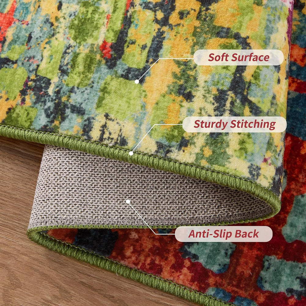 Colorful Abstract 2x6 Washable Runner Rug, Modern Non Slip Runner Rugs