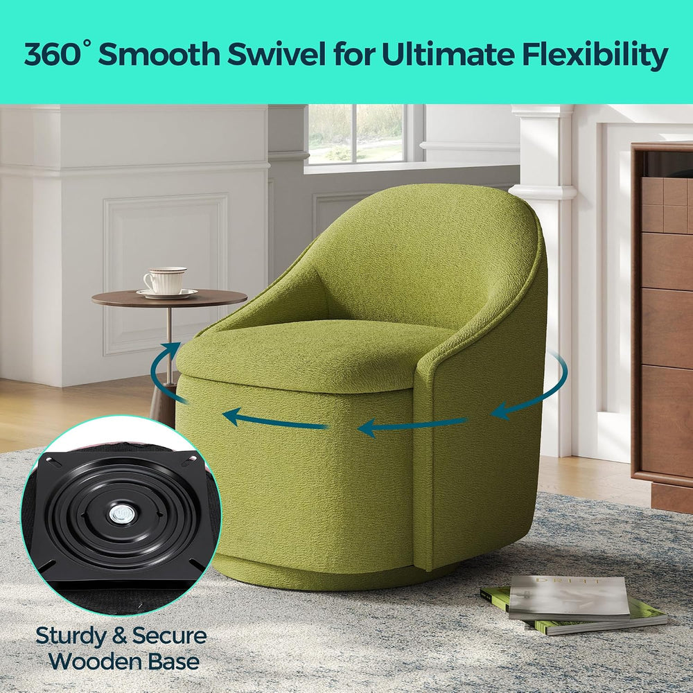 LINSY Swivel Accent Chair with Storage Comfy Chenille Barrel Chairs, Small 36...