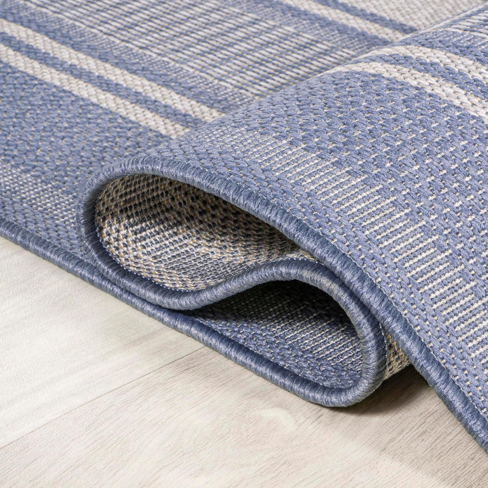 JONATHAN Y Double Stripe Indoor Outdoor Area Rug 3X5 Blue/Light Gray, Haynes ...