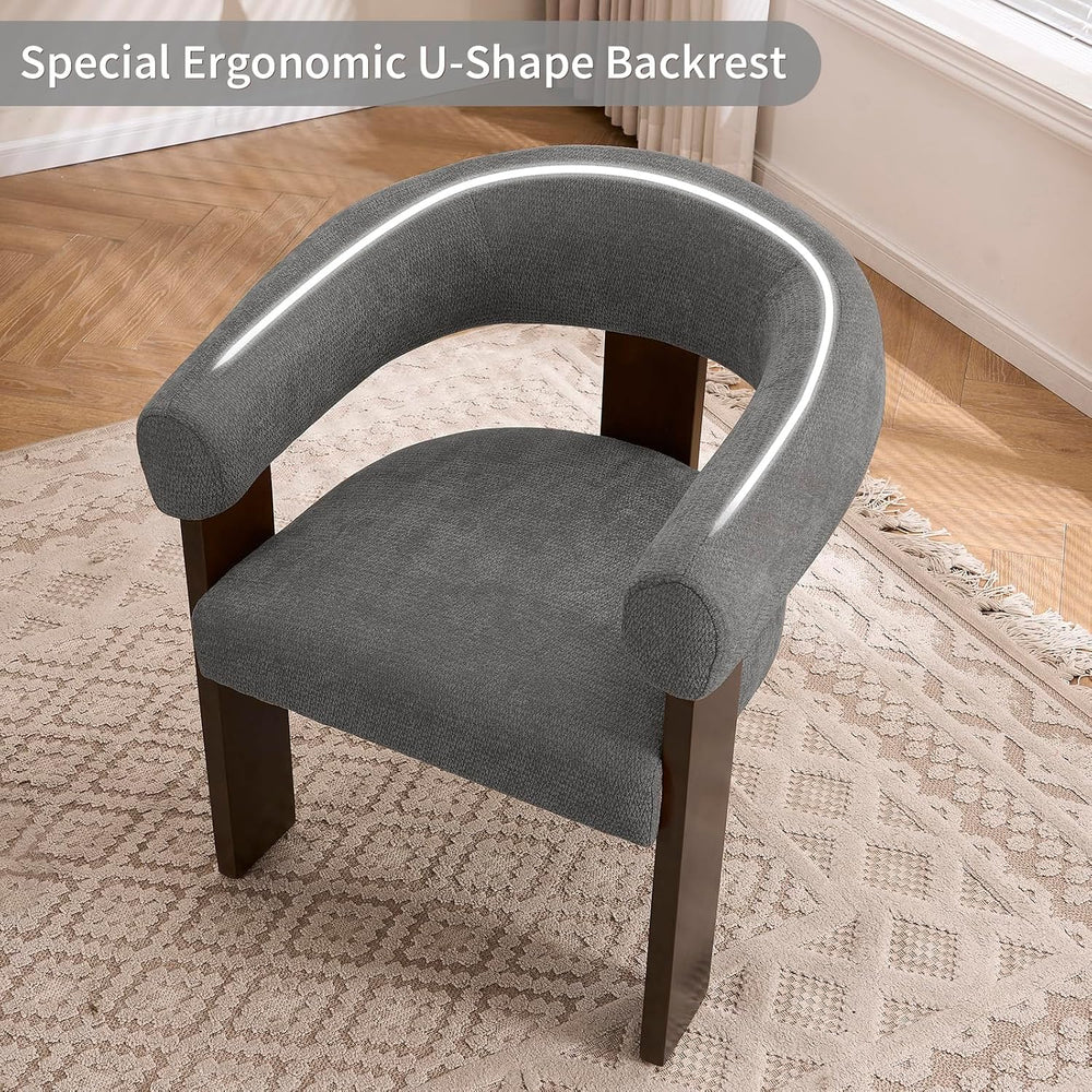 Modern Accent Chair, Barrel Armchair, U-Shaped Backrest, Grey