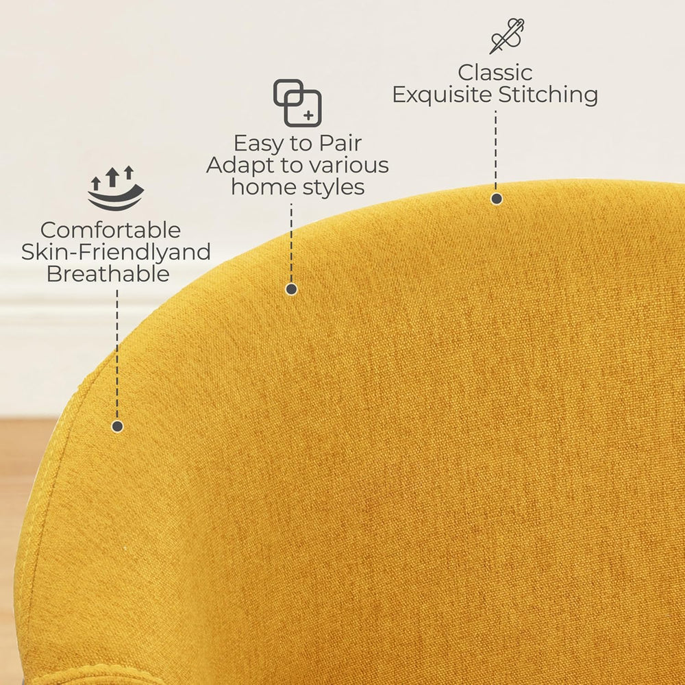 Art Leon Mid Century Desk Chair No Wheels Set of 2, Fabric, Yellow