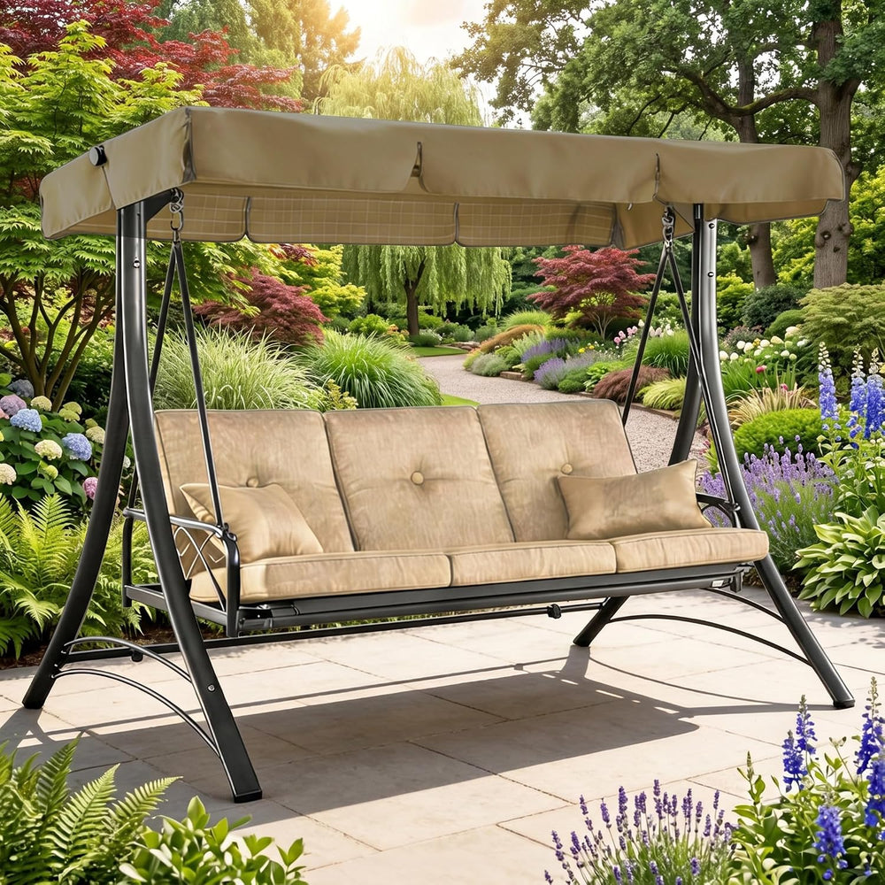 3 Person Patio Swing Replacement Canopy, Khaki