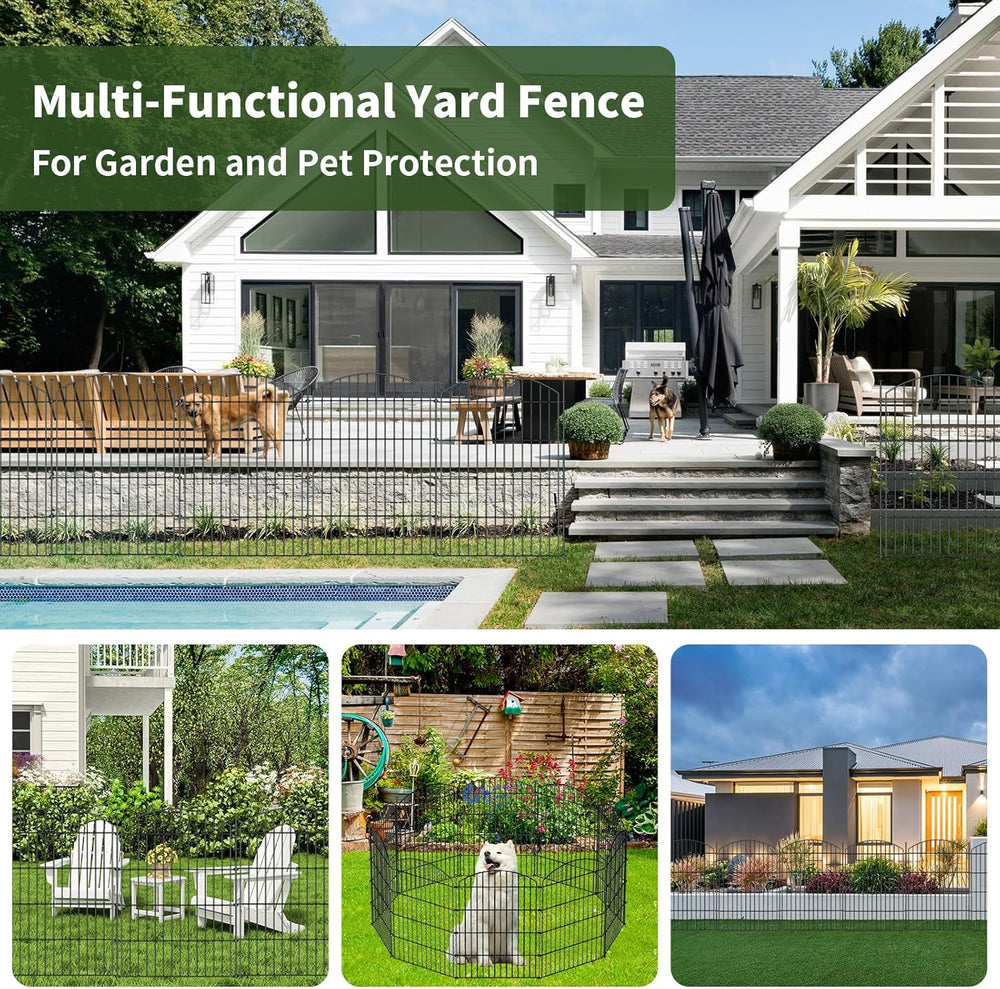10‑Panel No‑Dig Metal Garden Fence 32"H x 23.6'L Dog Fence Outdoor f...