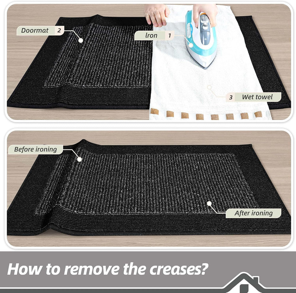 BEQHAUSE Indoor Door Mat 24" x 60", Dirt Trapper Door Mats, Black