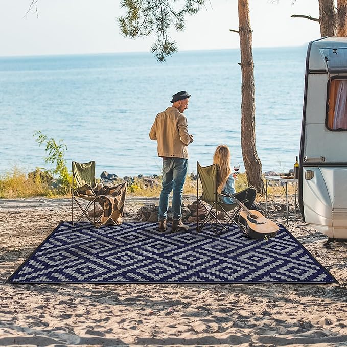 GENIMO Outdoor Rug for Patio Clearance, 9'x12' Waterproof Camping Mat...