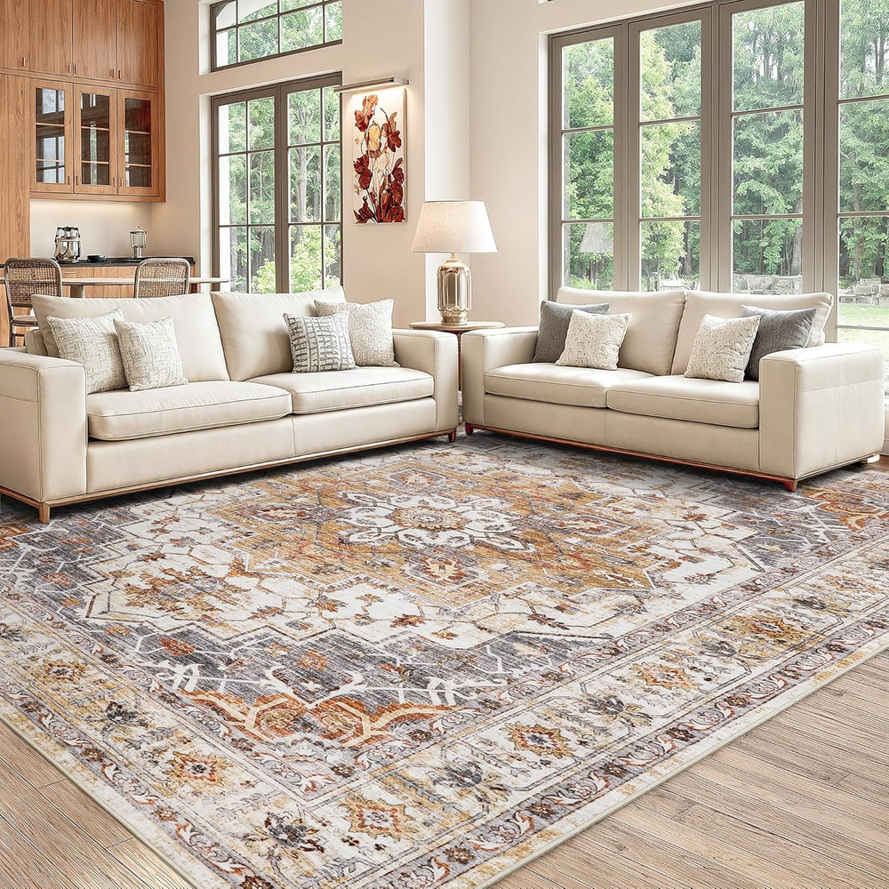 befbee 8x10 Area Rugs for Living Room, Washable Vintage Non Slip Rug
