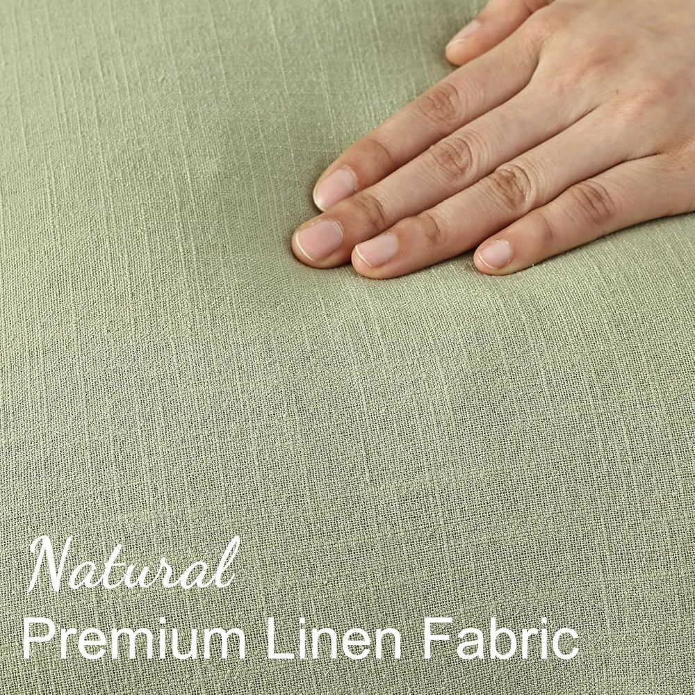 decorUhome Linen Fringe Sage Green Throw Pillow Covers 24x24 Set of 2
