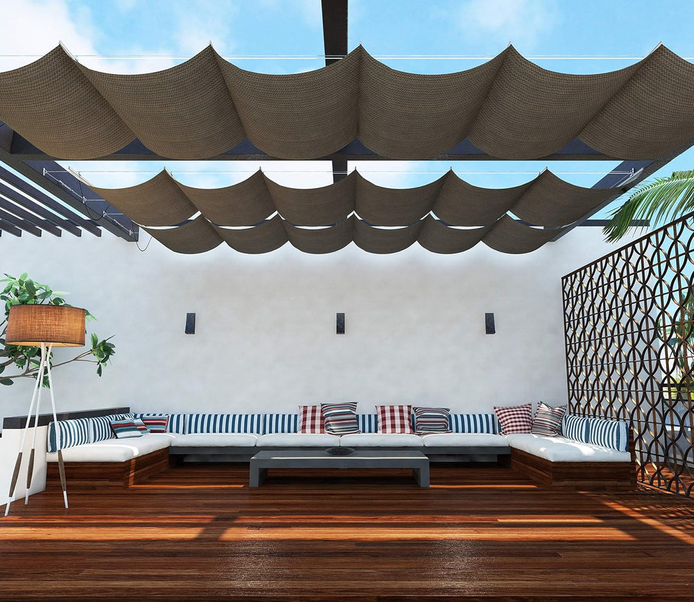 TANG 4' x 16' Pergola Cover Shade Canopy, Retractable Awning Sun Shad...