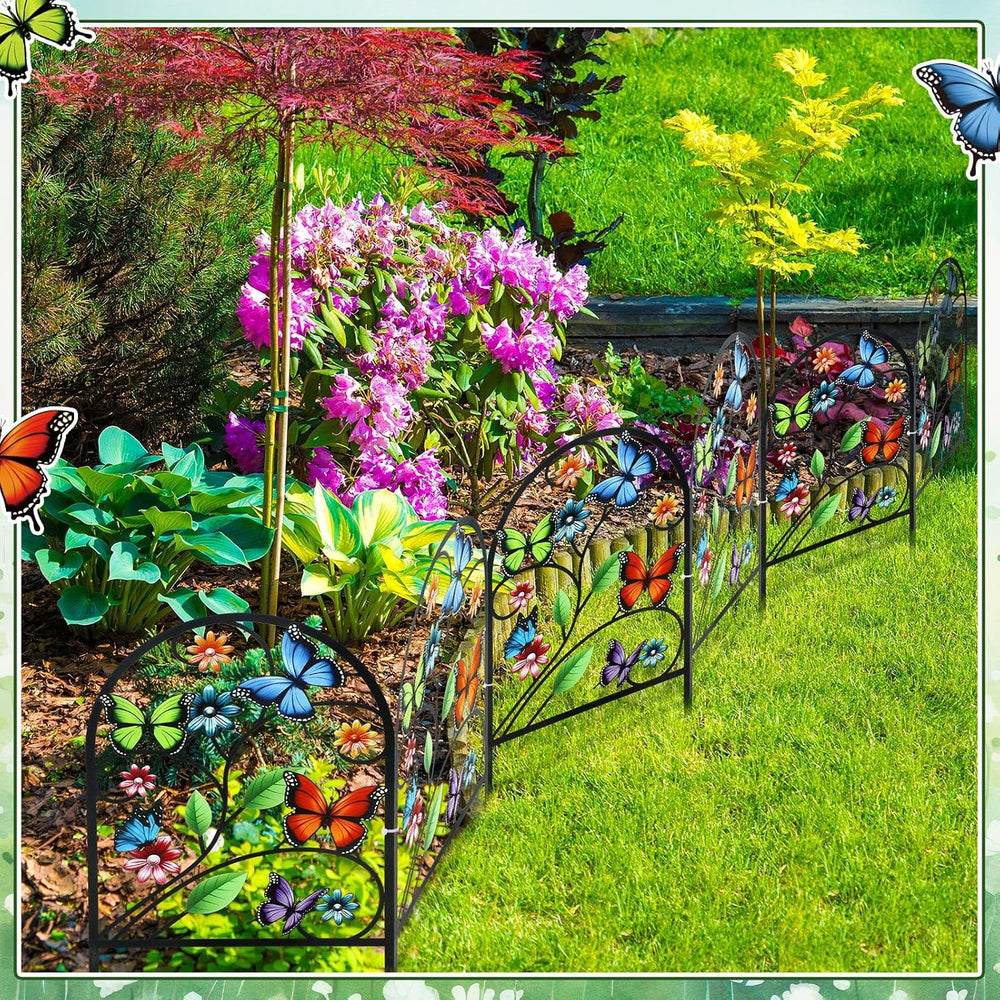 Yaocom 12 Pack Butterfly Garden Fence 16.5" H x 11.8" W Metal Stake