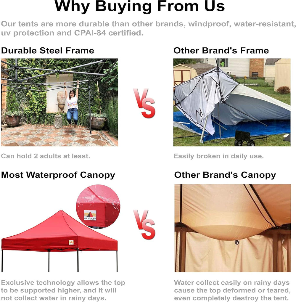 ABCCANOPY Commercial Pop Up Canopy Tent 10x10 Premium-Series, Gray
