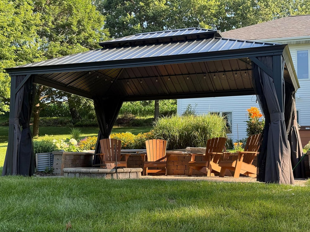 PURPLE LEAF 13' X 17' Hardtop Gazebo 4.7" Thick Post, Gray