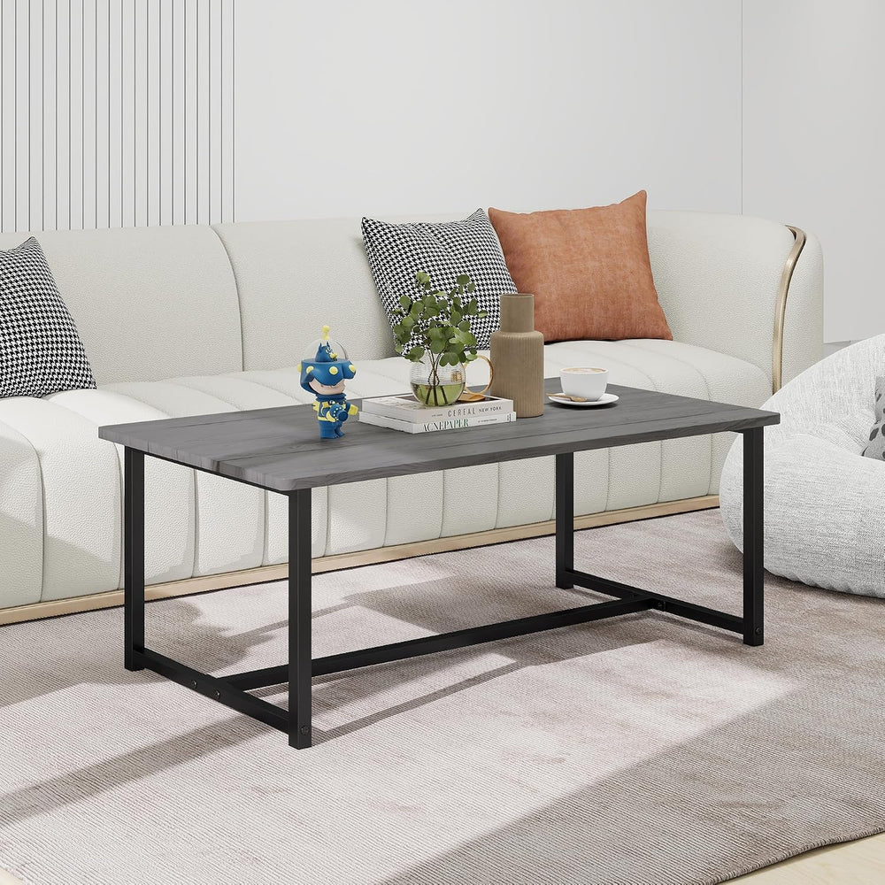 35.4" Rectangular Coffee Table for Living Room, Modern Industrial Style ...