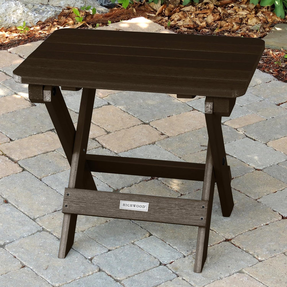 highwood Lehigh (2) Garden Chairs with Folding Side Table, Weathered Acorn