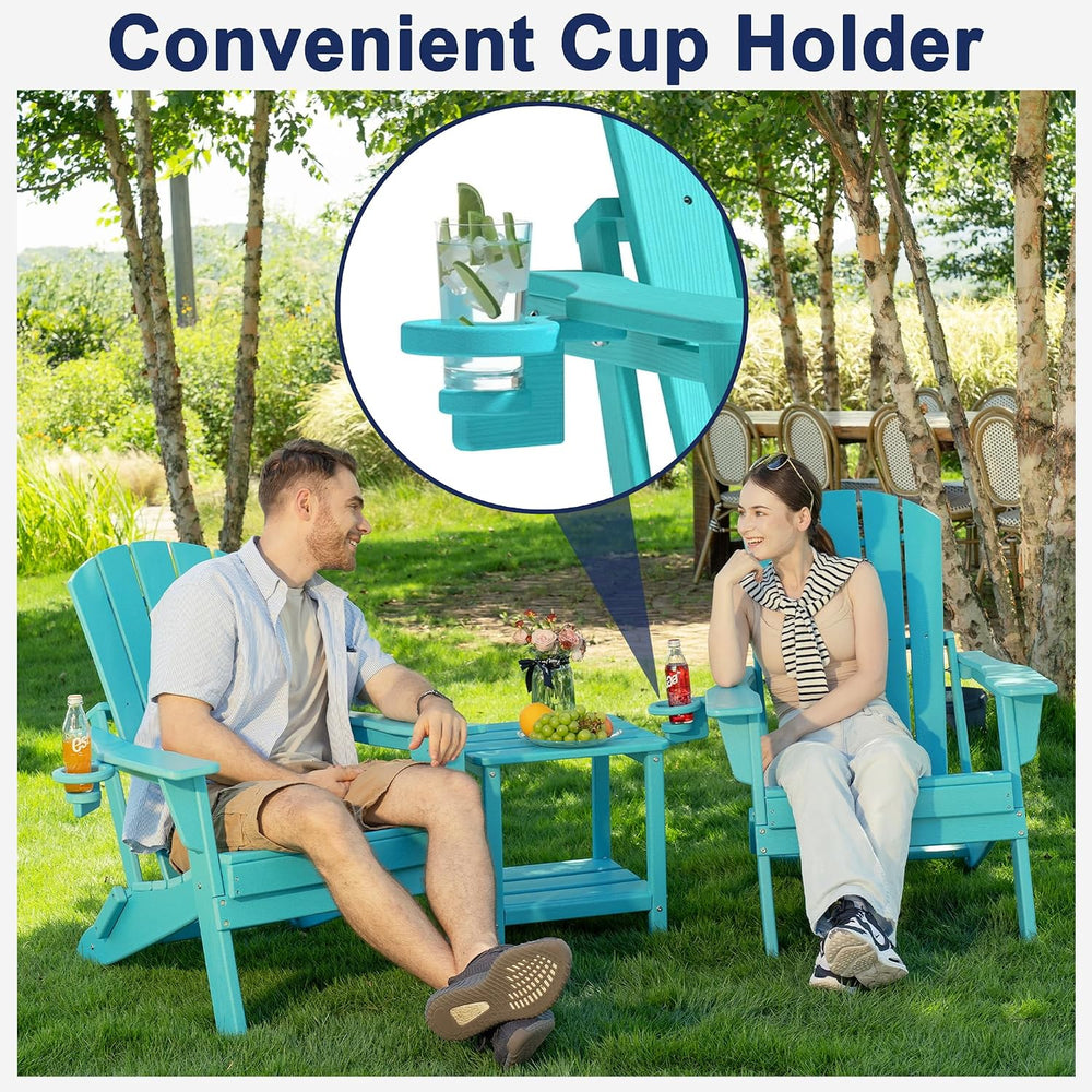 Plawdlik Folding Adirondack Chair, Wooden Textured with Cup Holder, Aruba