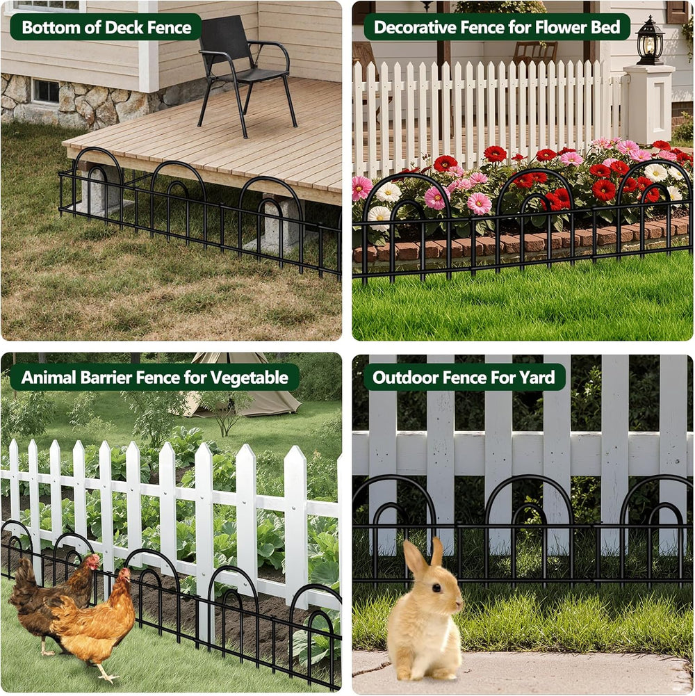 Decorative Garden Fence, 15 Panels No Dig Fence, 21.25 ft(L) x 13 in(H) Anima...
