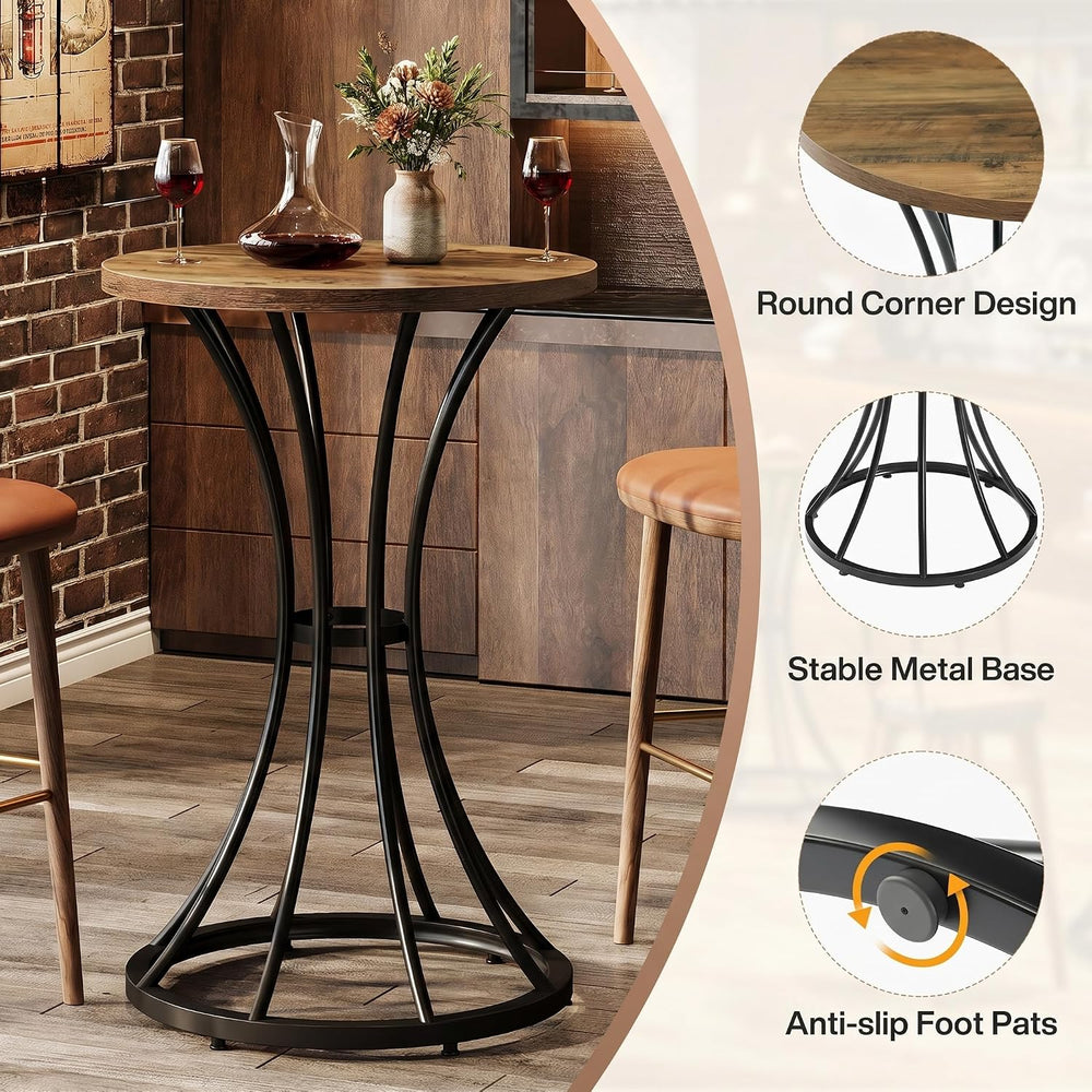 Tribesigns 37.4" H Bar Table, Round Bar Table with Curved Metal Base, Ba...