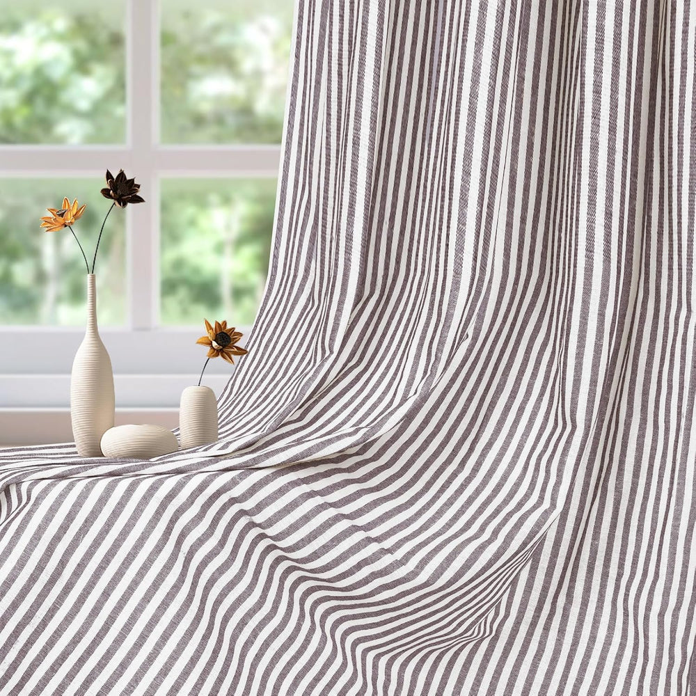 ASPMIZ Cotton Linen Farmhouse Curtains Boho Rustic Button Panel, Country Wind...
