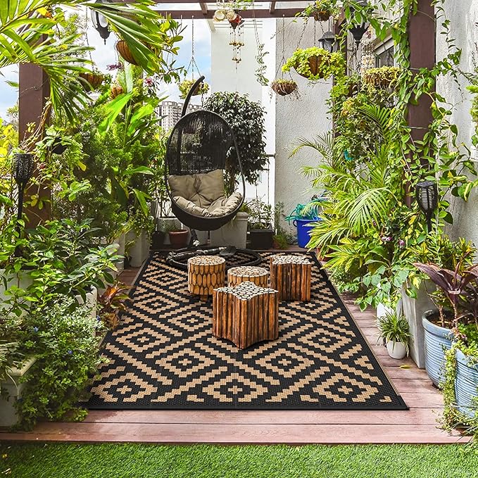 GENIMO 5x8 Outdoor Rug Waterproof, Reversible Mats, Area Rug, Plastic Outside...
