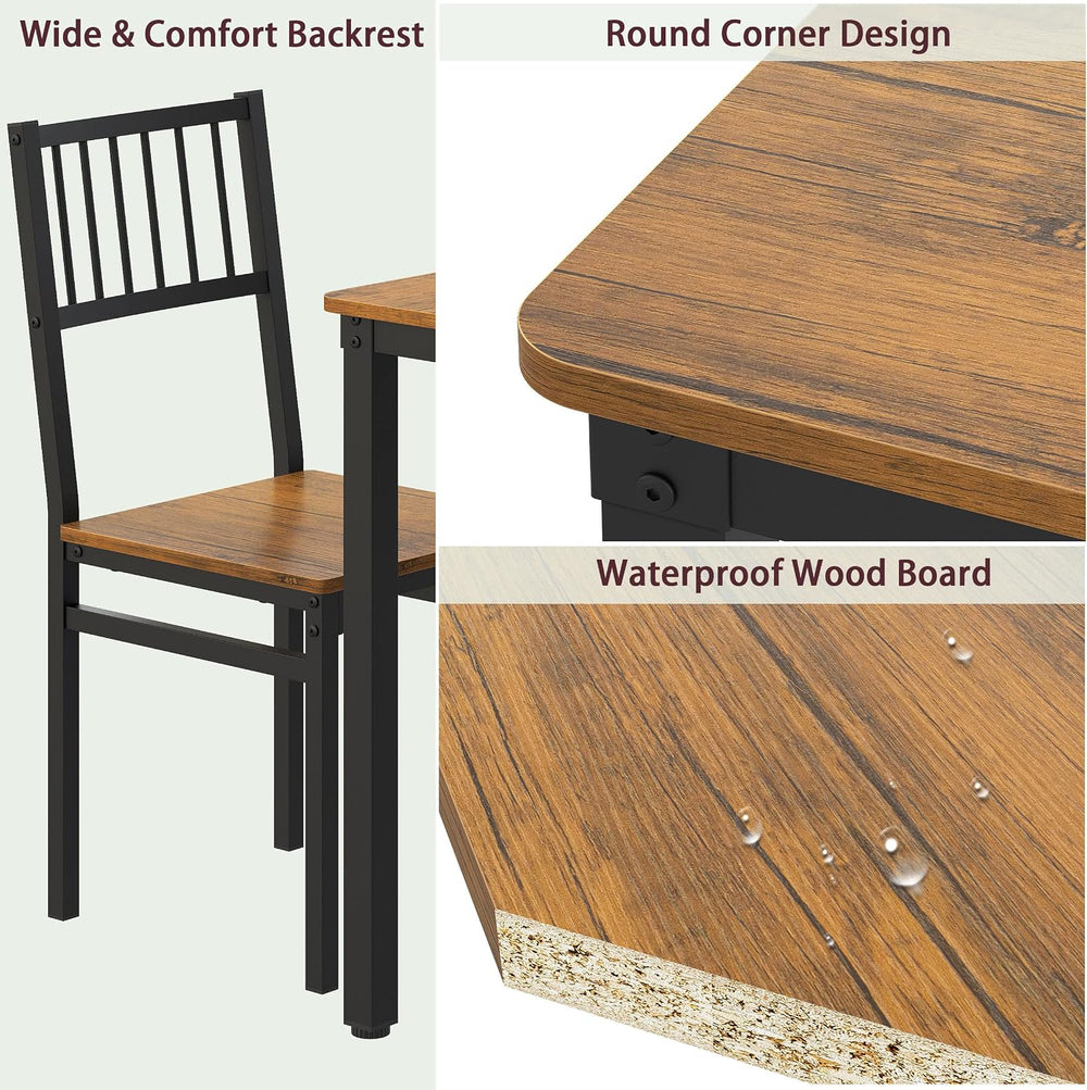 Teraves Dining Table Set for 4/Computer Desk,Kitchen Table with 2 Chairs and ...