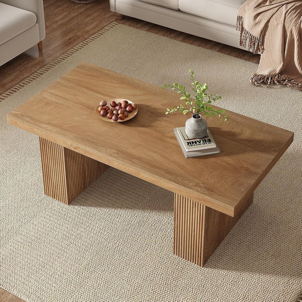 Tribesigns Farmhouse Coffee Table, 47.24 Inch Rectangle Center Table with Lar...