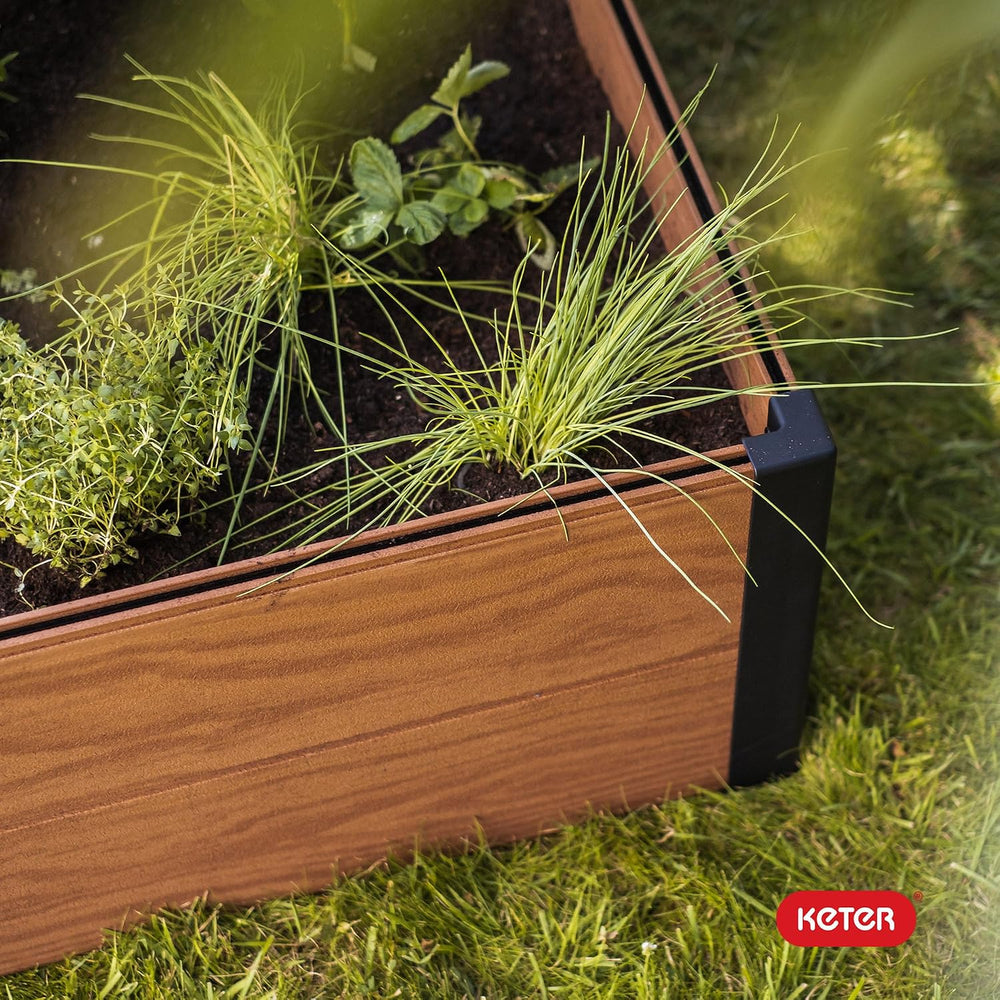 Keter 48" X 48" inches Wood Look Raised Garden Bed, Durable Outdoor...