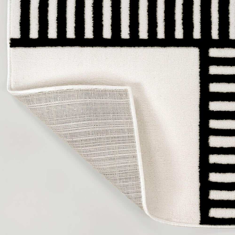 JONATHAN Y Nordby High-Low Arch Striped Black/White Indoor Area Rug, 4x6, Ind...