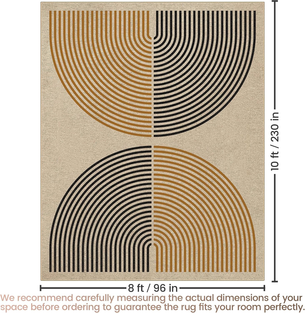 Washable 8x10 Rainbow Modern Woven Indoor Outdoor Area Rug for Living Room