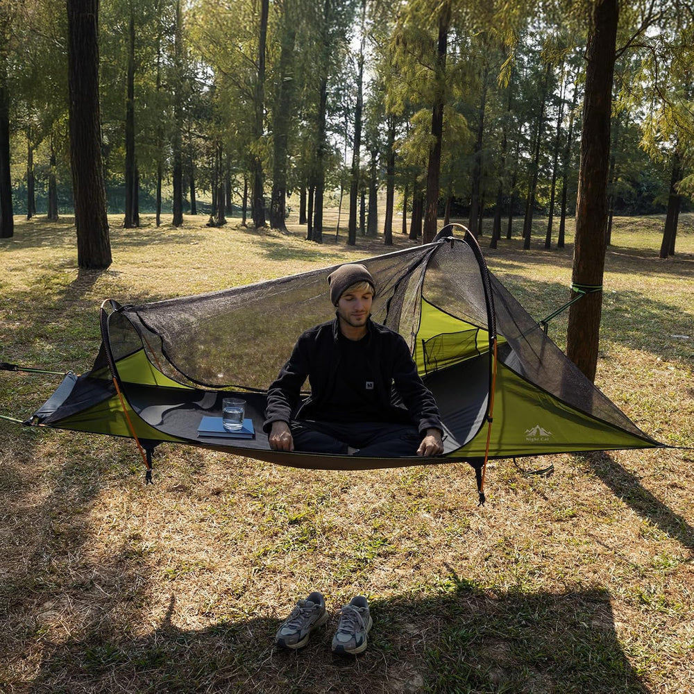 Night Cat Flat Lay Hammock Tent: Portable Lightweight Camping Hammock with Mo...