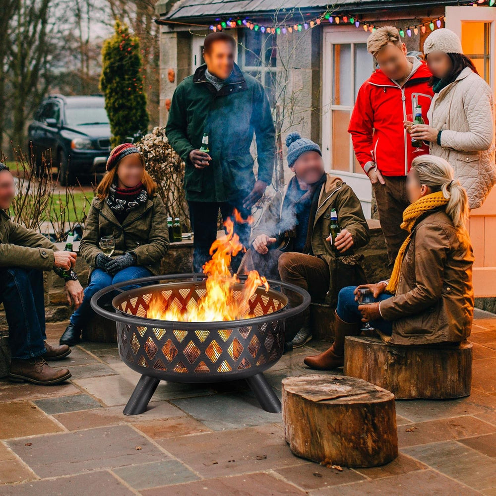 Yaheetech Fire Pit 36in Outdoor Wood Burning Fire Pits Wood Large Fire Bowl f...