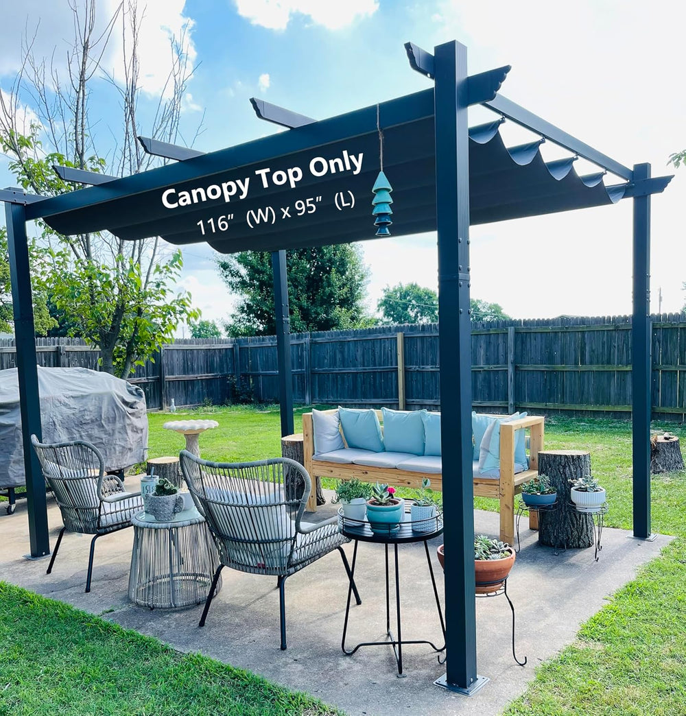 Pergola Shade Cover Replacement Canopy Top Compatible with 10 X 10 ft 6-Bar P...