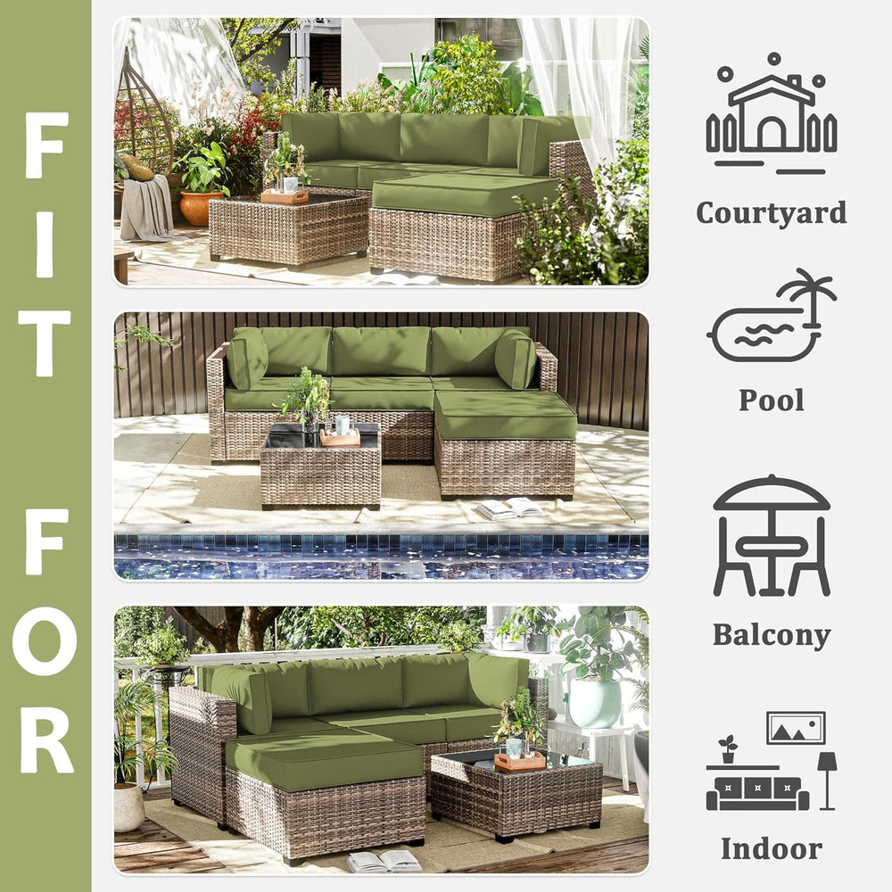 9Pcs Outdoor Chair Cushions Covers Waterproof Anti-Fading for 5 Pack Patio Se...