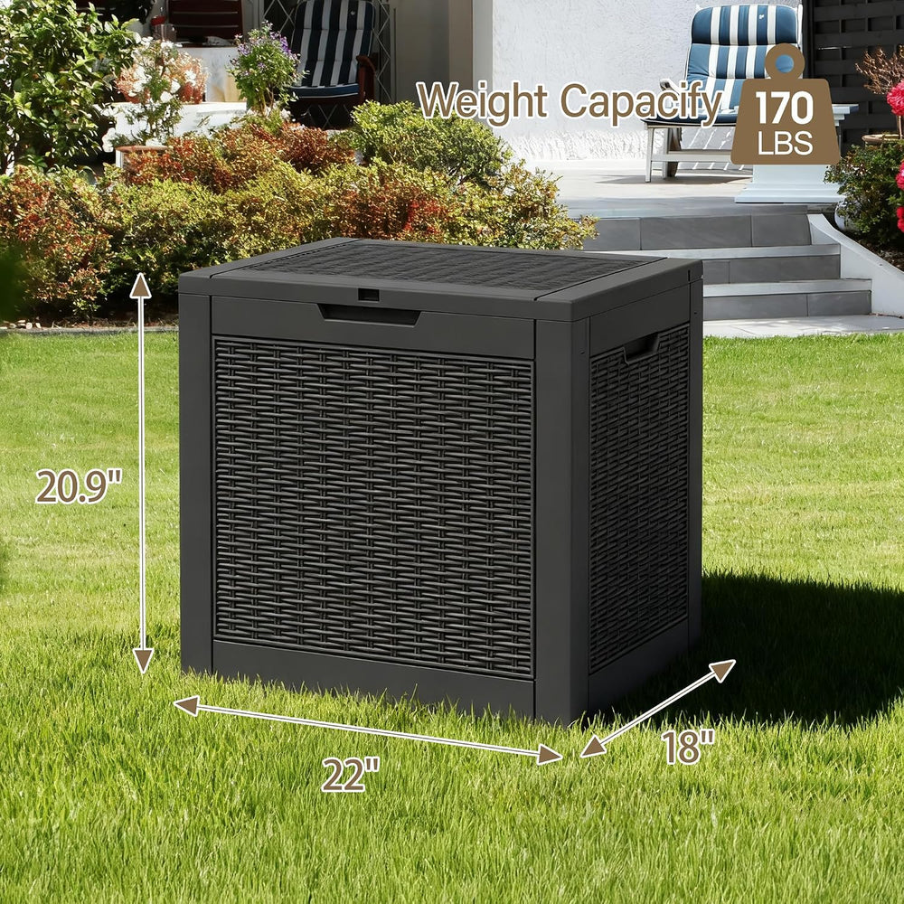 Outdoor Storage Waterproof Deck Box for Patio (32 Gallon, Black)