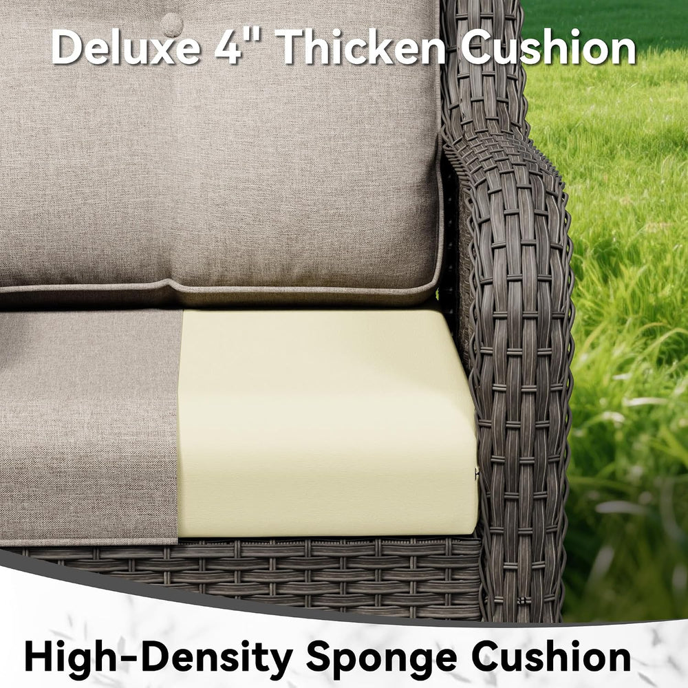 3 Pieces Outdoor Wicker Patio Furniture Set - Patio Chairs Set with Thickened...