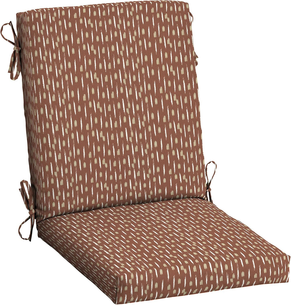Arden Outdoor Dining Chair Cushion, 20x44, Rust Red Brushed Texture