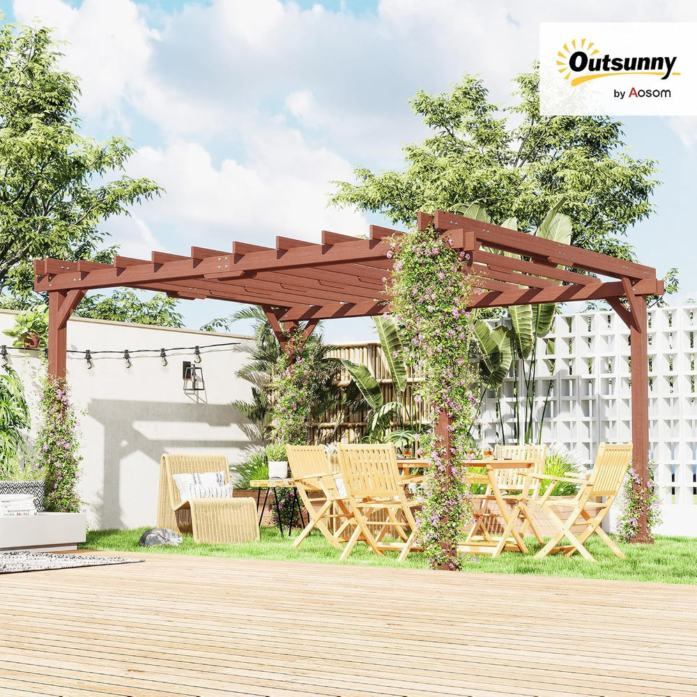 Outsunny 11' x 12.5' Outdoor Pergola, Wood Pergola Gazebo Grape Trellis