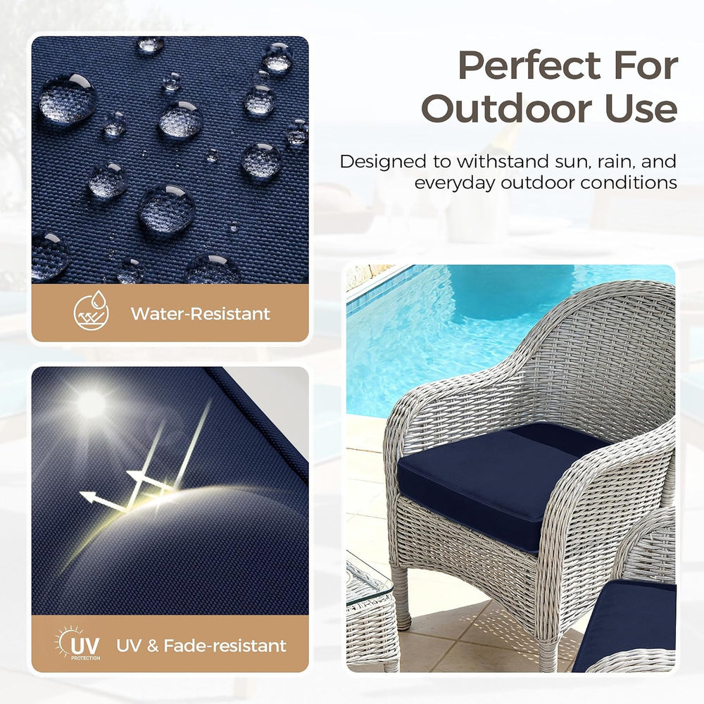 UNIKOME Outdoor Chair Cushions Set of 4, Water Resistant Patio Seat Cushions ...