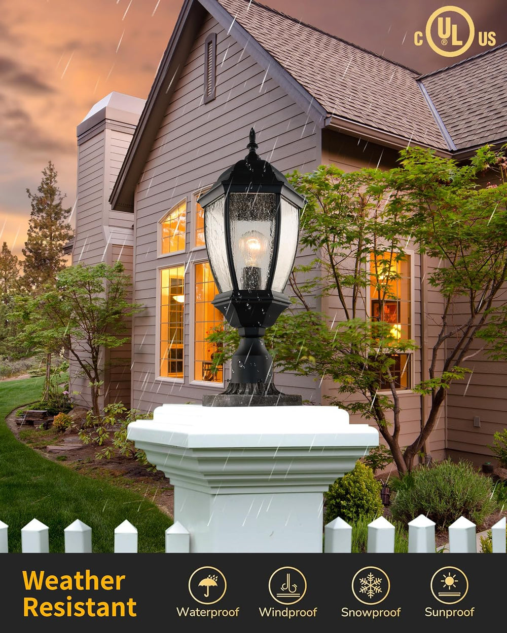 Outdoor Post Light, 21 Inch Aluminum Outside Post Lantern, Waterproof Exterio...